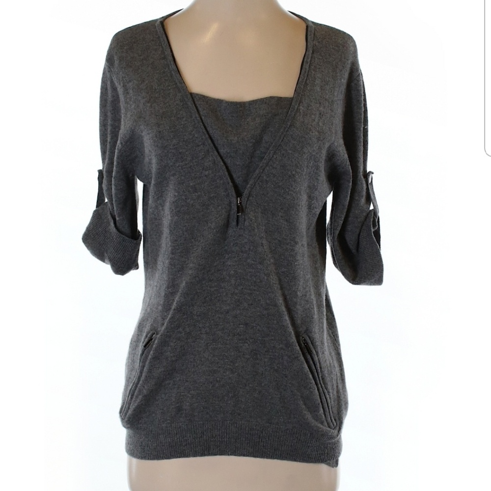 Bcbgmaxazaria grey zipper sweater